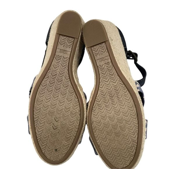 TOMS Sienna Wedge Espadrille Sandal Blue Denim Batik Tie Dye Womens Size 7.5 - Picture 8 of 10